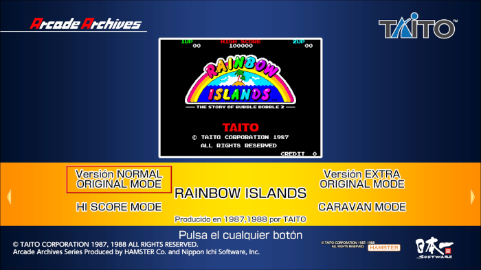 Arcade Archives Rainbow Islands título
